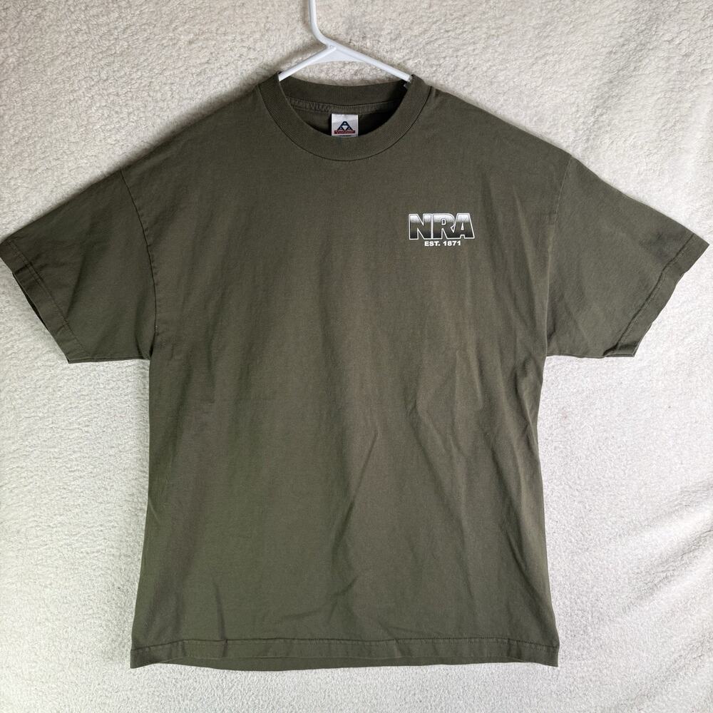 NRA Shirt Mens XL Green Eagle Graphic Tee Firearms Short Sleeve Alstyle